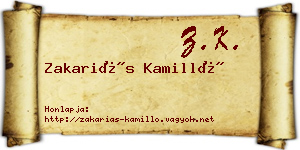 Zakariás Kamilló névjegykártya